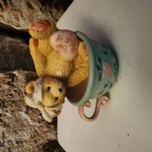 Adorable Tan Teddy Bear in Blue Cup